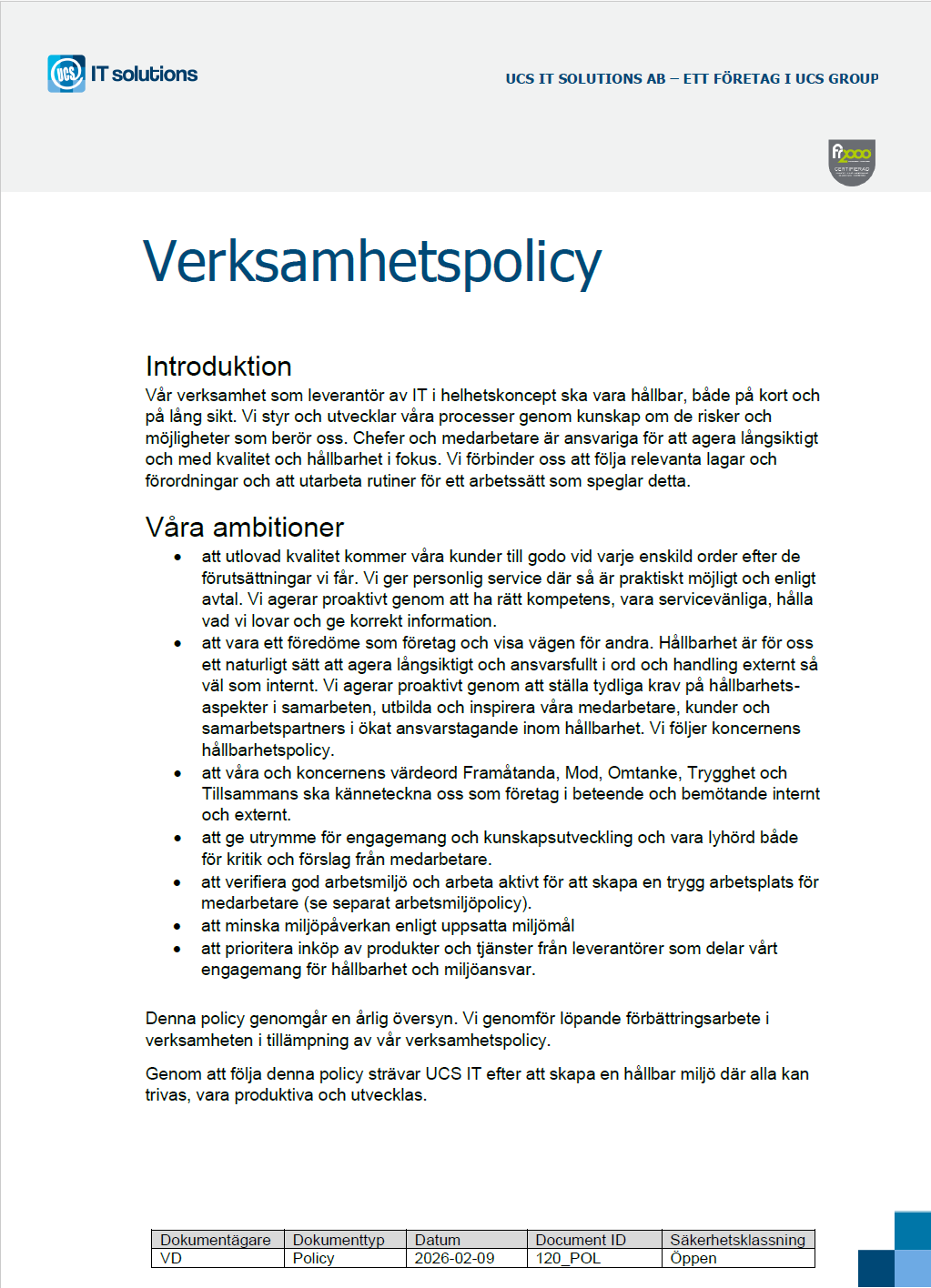 Verksamhetspoliicy UCS IT Solutions 2026-02-09